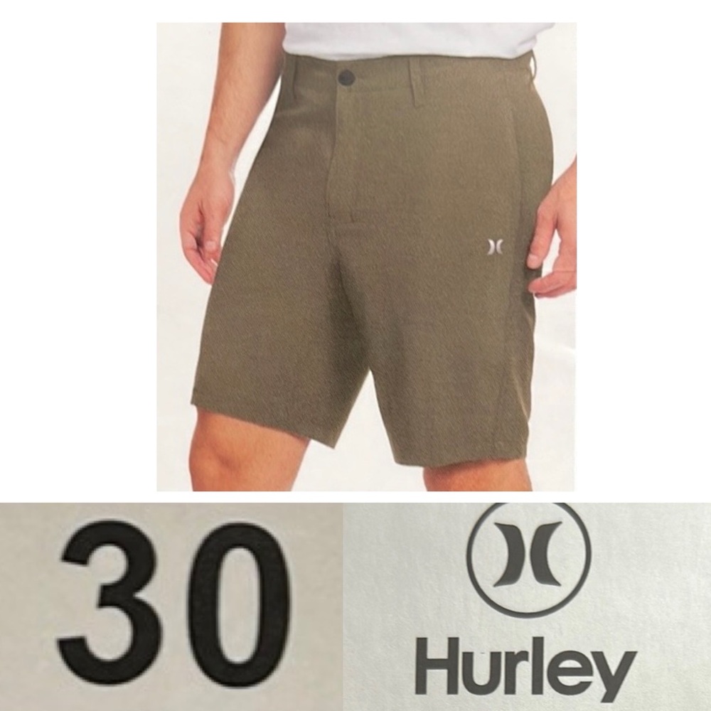 🫒NEW 30W Hurley Olive Green Hybrid Shorts | 9” Inseam | Woodlands